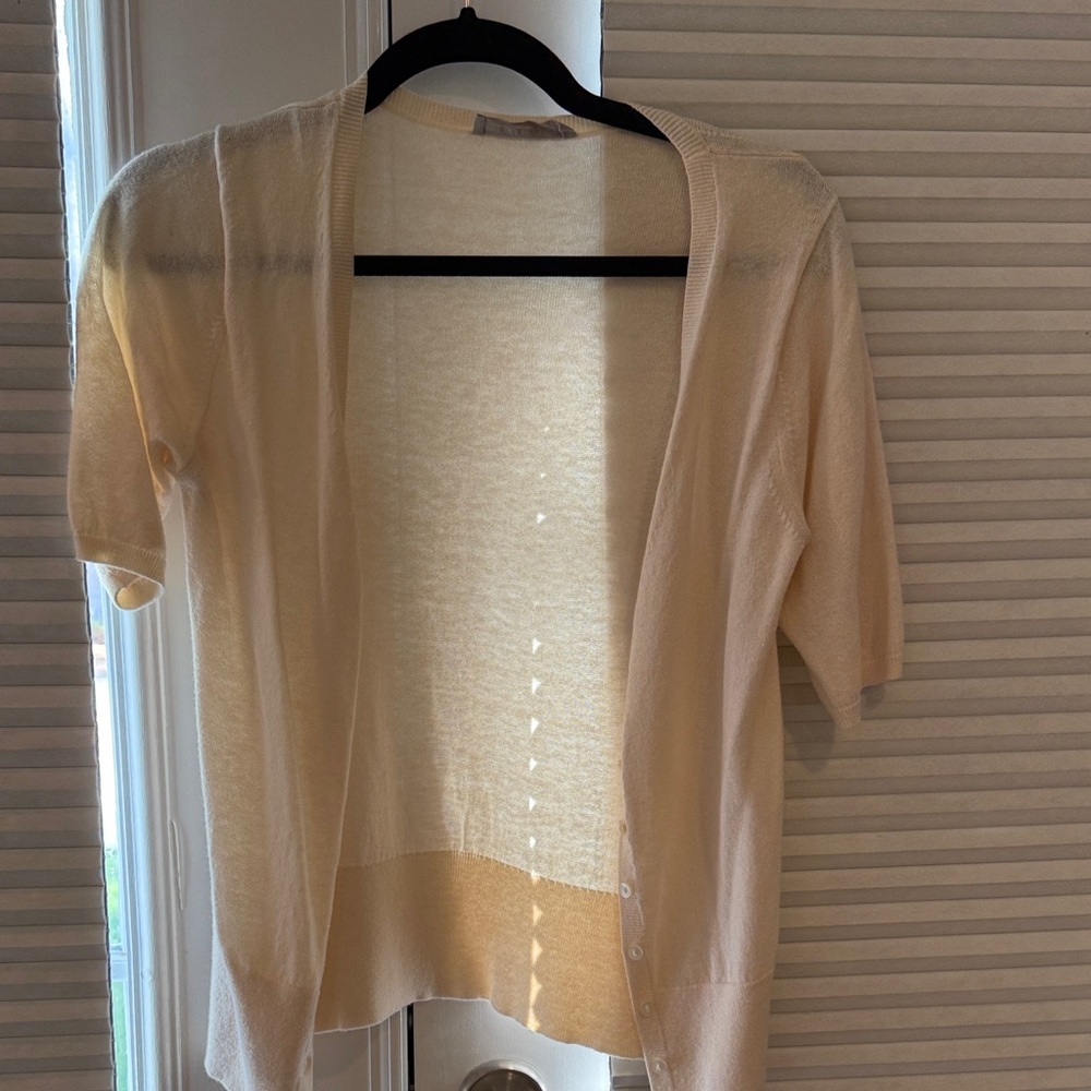 Everlane Cream Short Sleeve Cardigan